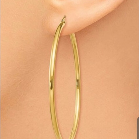 14K Gold Hoop Earrings 2” - Picture 5 of 5